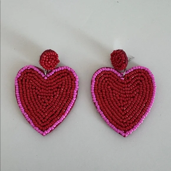❤️ New! Beaded Heart Earrings - Picture 1 of 2
